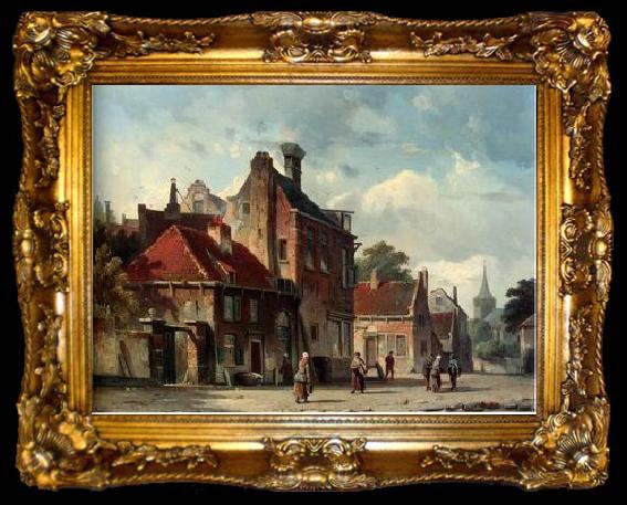 framed  unknow artist European city landscape, street landsacpe, construction, frontstore, building and architecture.082, ta009-2